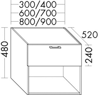 FORMAT Design Unterschrank WYCP 300x480x520mm, Ei Dekor Urban, 1 Auszug