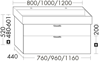 Waschtischunterschrank sys30 1 Schublade/Auszug