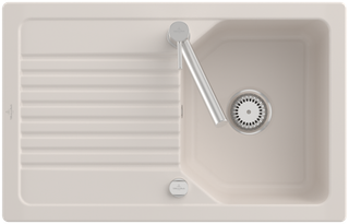 V&B Spüle Linara 45 m Abl.garn, Exzenter, crema CeramicPlus