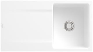 V&B Flächenbündige Spüle Siluet 50 Flat m Abl.garn, Handbetätigung, stone white