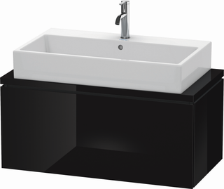 DU WTU f.Console Comp.L-Cube 400x920x477 1 Auszug, Schwarz Hochglanz ES Nussb