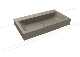 Kaldewei Aufsatz-Waschtisch CONO 3086 90x50cm, 3 Hahnl., P-E, warm grey60