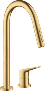 hansgrohe 2-LSpEHM 220 Axor Citterio M mit Ausziehbrause, brushed gold optic