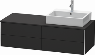 DU WTU XSquare, 4 SK, wandh, Becken re 400x1400x548mm, gra. superm, ES Nussb bs