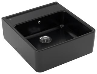 V&B Spülstein-Einzelbecken m Ablaufgarnitur, Handbetätigung, ebony