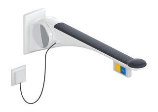 HEWI Stützklappgr 802 LifeSystem Premium 900mm, w hgl/anthr m, SA, Funkt.taste li