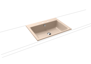 Kaldewei Einbau-Waschtisch PURO 3151 60x46cm, 3 Hahnl., we., P-E, bahamabeige
