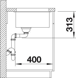 Blanco Becken SUBLINE 320-U SILGRANIT 35x46cm, fe-grau, o. Ablauffernbedienung