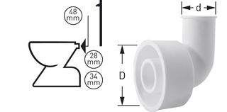 ASW Winkel-Unitasmanschetten für Spülrohr d= 48mm, Rohr d= 31-34mm