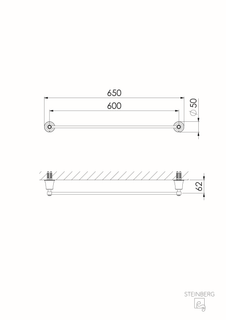 Steinberg Badetuchhalter Serie 550 650mm, Wandmodell, matt black