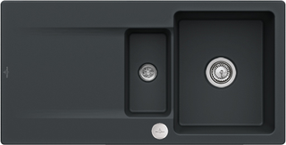 V&B bündige Spüle Siluet 60 R Flat m Abl.garn, Exzenter, pure black