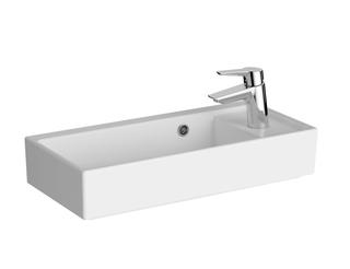 VitrA Bad Waschtisch Compact-asymmetrisch ArchiPlan 60 x 28 cm, Becken links, Hahnlochbank rechts, Überlauf