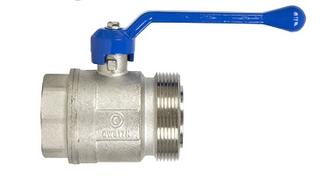 Strawa Kugelhahn 1 1/2" IGx2" AG, Griff blau