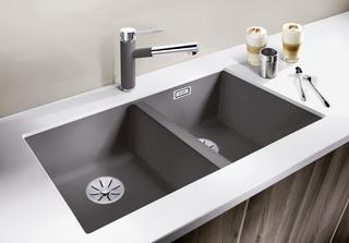 Blanco Beck. SUBLINE 350/350-U SILGRANIT 75,5x46cm, cafe, ohne Ablaufkomponenten