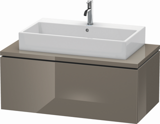 DU WTU für Konsole L-Cube 400x1020x547mm 1 Auszug,Flannel Grey Hochglanz ES Nussb