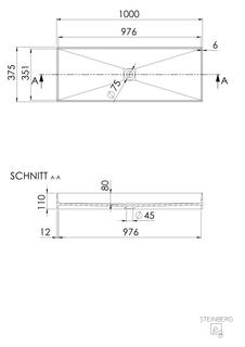 Steinberg Aufsatzwaschtisch Serie 440 1000x375x110mm, matt white