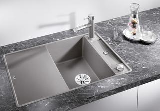 Blanco Spüle Axia III 45 S-F SILGRANIT 77x50cm, cafe, rev, m AblFern./Holzbr.