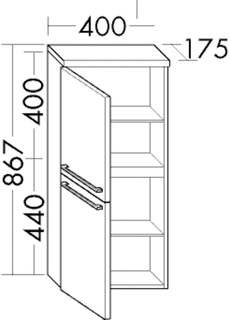 Burgbad Halbhoher Schrank Bel 40x86,7x17,5cm, Thermo, 2 Türen