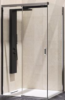Kinedo FLAT C140 Schiebetür mit FT LI Ecke mit SW F H200cm Chrom 8mmKlarglas