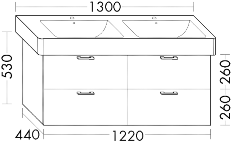 Artikelbild 1 des Artikels „FORMAT Design WT-Unterschrank WXGW122 1220x530x440mm, 2 SL/2 A, Ei Dek. cashm Eiche Dekor Cashmere“