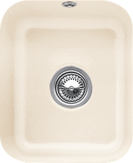V&B Unterbauspüle Cisterna 45 m Abl.garn, Exzenter, ivory CeramicPlus