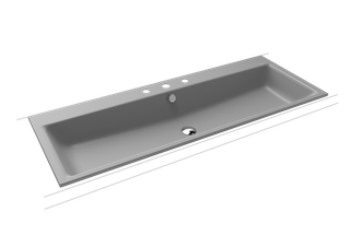 Kaldewei Einbau-Waschtisch PURO 3169 120x46, 3 Hahnl., we., P-E, cool grey30
