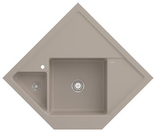 V&B Eckspüle Monumentum Abl.garn, Hand., Bef.-Set, almond C-plus