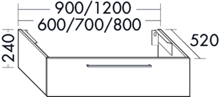 FORMAT Design WT-Unterschrank WVVU 600x240x520mm, Ei Dekor Merino, 1 Auszug