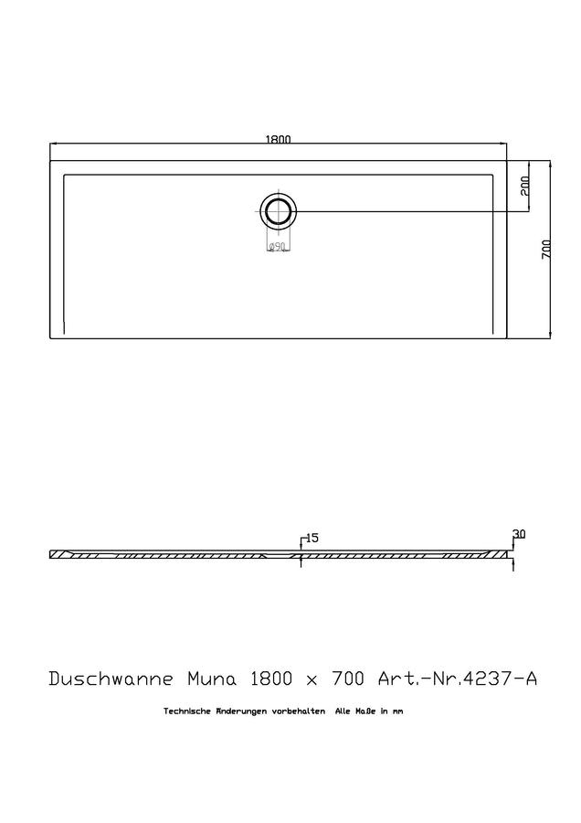 Artikelbild 2 des Artikels „Hoesch Mineralguss-Duschwanne Muna 180x70x3cm, weiß, Solique 180 x 70 x 3 cm | weiß, Solique“