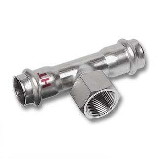 Sanha T-Stück NiroTherm 98130G beids. m Pressanschl. u. IG, 54x2x54mm