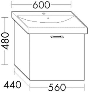 Burgbad Waschtischunterschrank Diago 56x48x44cm, Dunkelgrau Matt, 1 Auszug