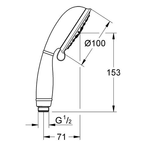 Artikelbild 5 des Artikels „GROHE Handbrause Tempesta Rustic 100 m Begr. 9,5 l/m., 4 S.-Arten, chr mit Durchflusskonstanthalter 9,5 l/min“
