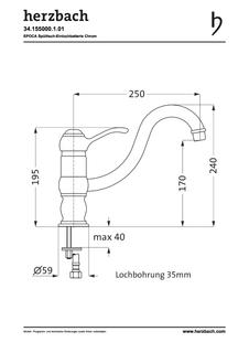 Herzbach Spültisch-Einhebelmischer Epoca Auslauf schwenkbar, chrom