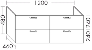 Waschtischunterschrank sys30 2 Schubladen/Auszüge, für Doppelwaschtisch