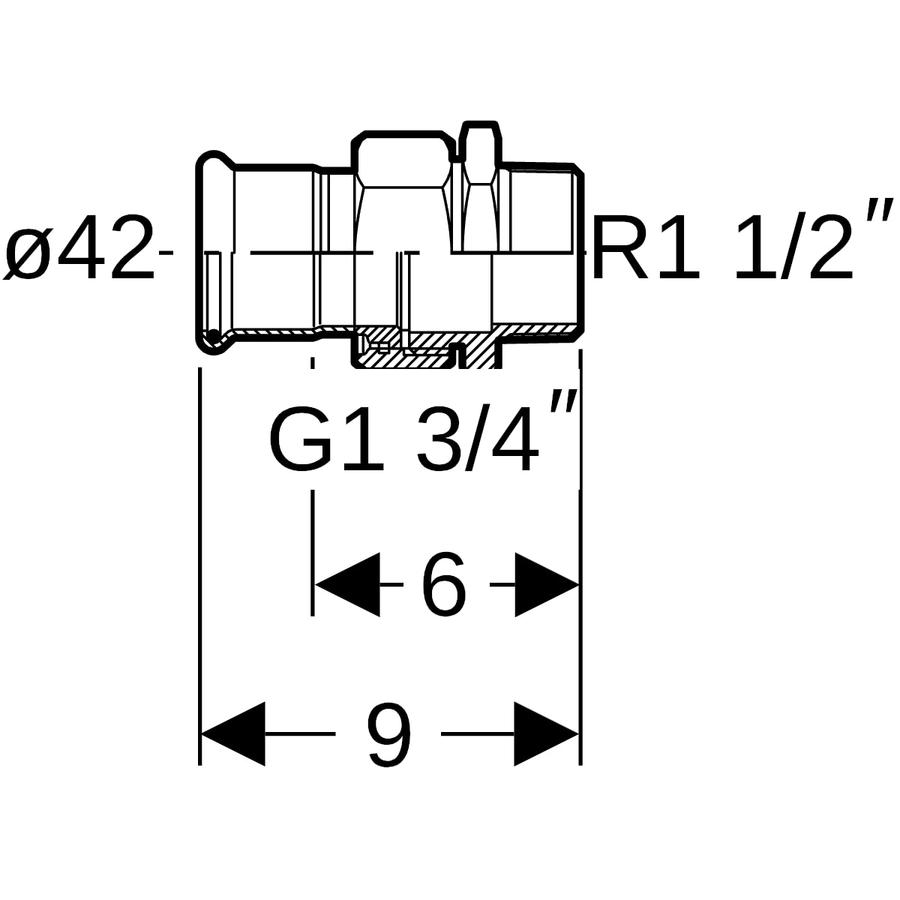 Artikelbild 3 des Artikels „Geberit Übergangsverschraubung Mapress d 42xR 1 1/2, m Außengewinde, Edelstahl Ø 42 mm x R 1 1/2“
