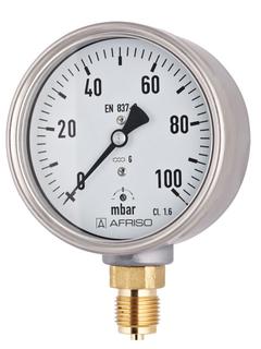 AFRISO Kapselfeder-Standardmanometer KP160 0/25mbar G1/2B rad Kl.1,6 D401