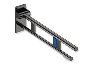 HEWI Stützklappgriff System 900 PVD Duo Halt. + FSA, li, 712mm, SW-chrom gl