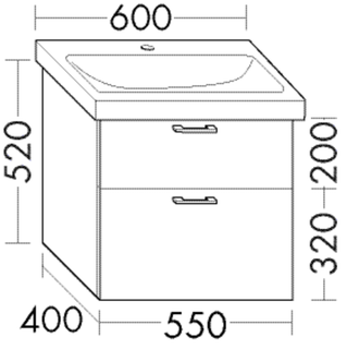 FORMAT Design WT-Unterschrank WXNZ 550x520x400mm, grau ma, 1 Lade/1 Auszug