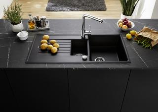 Blanco Spüle ZIA 6 S SILGRANIT 100x50cm, sw, mit Ablauffernbedienung