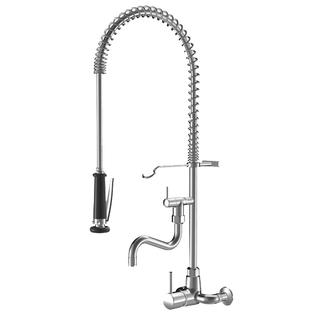 Spültisch-Wand-Einhebelmischer GASTRO verchromt, Anschluss 40 mm, drehbare Federschlauchbrause