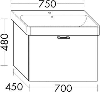 Burgbad Waschtischunterschrank Diago 70x48x45cm, 1 Auzug, Grau Hochglanz