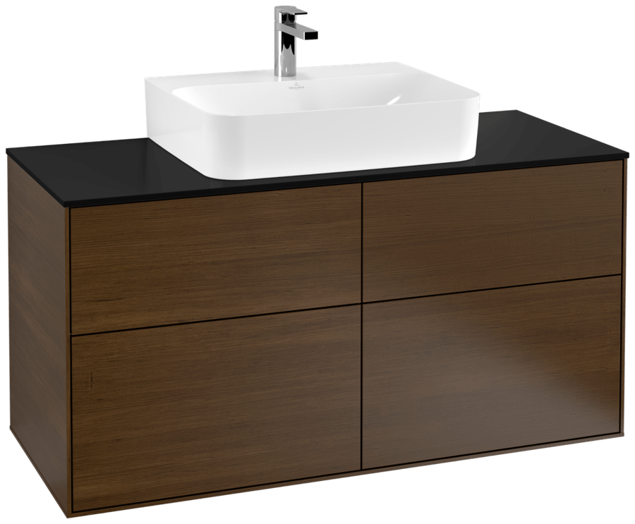 Artikelbild 1 des Artikels „V&B Waschtisch-Unterschrank Finion 120x60,3cm, Abd.-Pl. bla m, wal veneer Abdeckplatte black matt | walnut veneer“