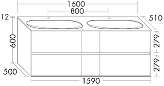 Burgbad G Doppel-WTU-Set rc40 Solitaire 160x61,2x51cm, 3 L/AZ, lack. hgl