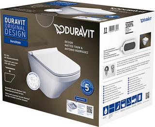 Duravit Wand-WC-Tiefspül-Set DuraStyle mit WC-Sitz, Rimless, weiß WonderGliss