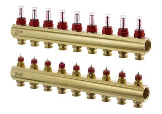Danfoss FBH-Verteiler FHF-9F 9 Kreise, mit Durchflussanzeige