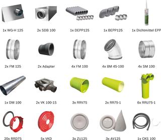 BOSCH Wohnungslüftungspaket BOPA VE301 Luftverteilpaket Rundrohr, 90 m2, Decke