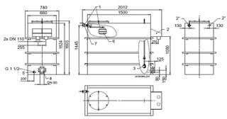 KSB Vorbehälter mit freiem Auslauf Vges 1500 l, Vnutz 800 l, 2 x R 2"