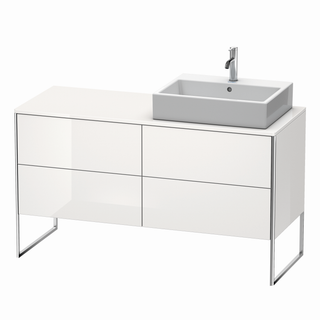 DU WTU XSquare 778x1400x548,bodenstehend Weiß HGL, TA r., 4 Schubk. ES Ahorn bs.
