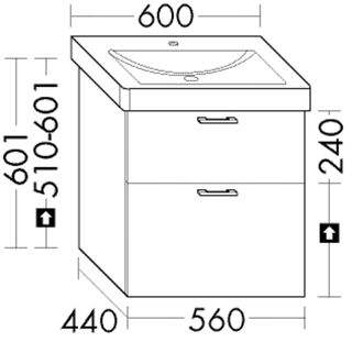 Burgbad Waschtischunterschrank sys30 56x60,1x44cm, 1 Schublade/Auszug, Sana