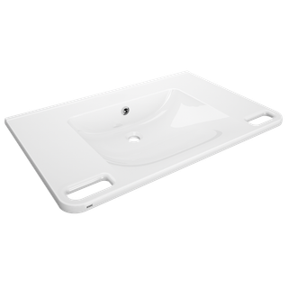 AR Einzelwaschtisch, MEDCARE, MIRANIT, 850x150x550 mm, weiß, Überlauf, Griff